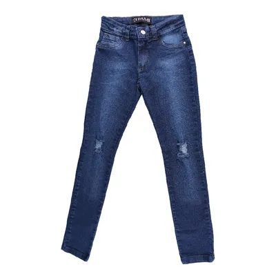 Calça Jeans Juvenil Pami Lavagem Used Com Detalhes Rasgados